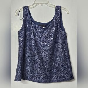 NWOT R & M Richard's navy blue sequins tank top size 8